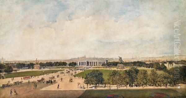 Blick Uber Den Wiener Heldenplatz In Richtung Heldentor Oil Painting by Rudolf Ritter von Alt