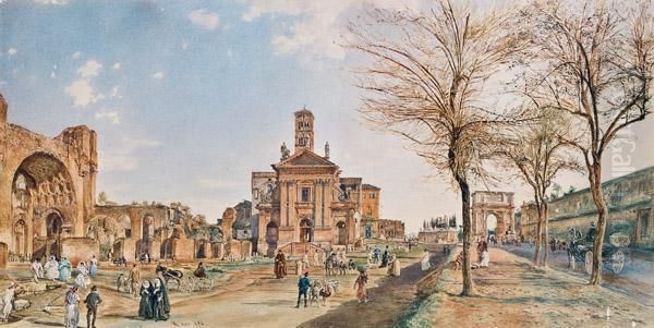 Forum Romanum Mit Der Kirche Santa Francesca Romana Oil Painting by Rudolf Ritter von Alt