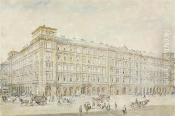 Opernhof, Vienna Oil Painting by Rudolf Ritter von Alt