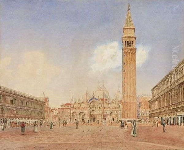 San Marco, Venedig Oil Painting by Rudolf Ritter von Alt