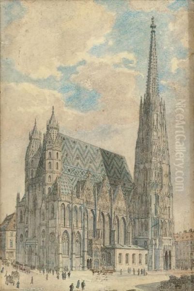 Saint Stephen's Cathedral, Vienna Oil Painting by Rudolf Ritter von Alt