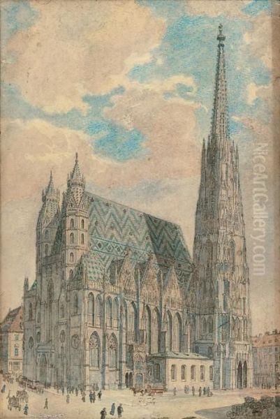 Saint Steven's Cathedral, Vienna Oil Painting by Rudolf Ritter von Alt