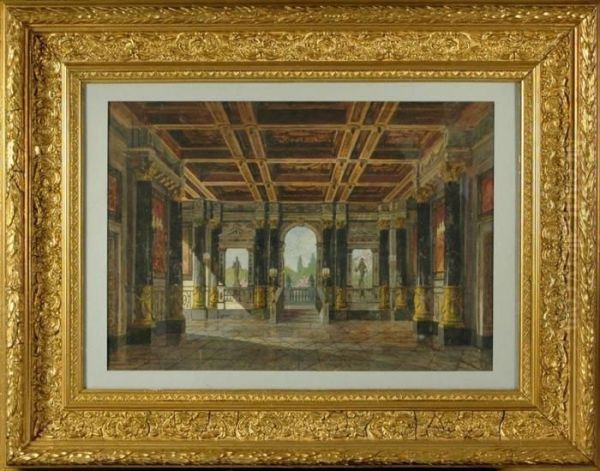 Palace Interior Oil Painting by Rudolf Ritter von Alt