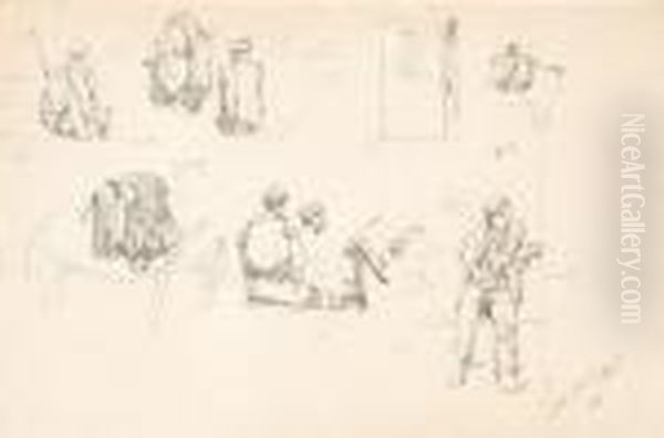 Studies Of Soldier With A Horseman