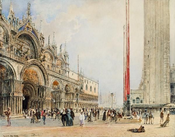 Der Markusplatz In Venedig Oil Painting by Rudolf Ritter von Alt