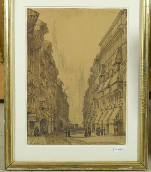 Stadtansicht Mit Dom. Oil Painting by Rudolf Ritter von Alt