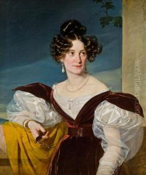 Portrat Frau Amalie Klein Geb. Von Henikstein Oil Painting by Friedrich Ritter von Amerling