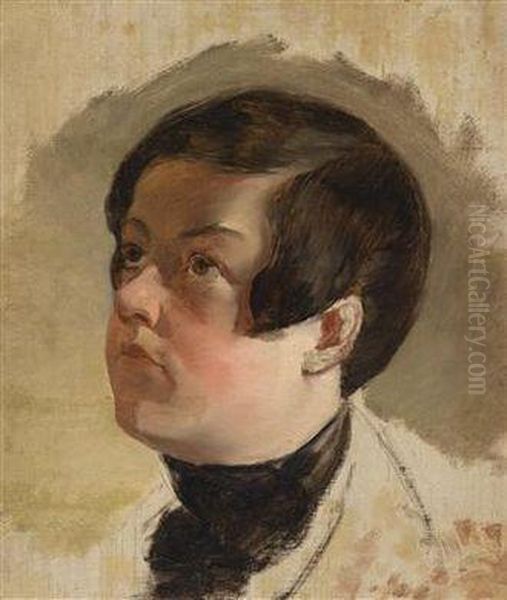 Study Of A Boy 's Head Oil Painting by Friedrich Ritter von Amerling