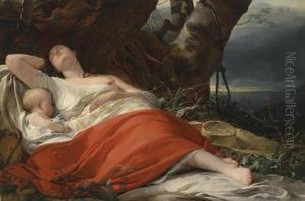 Sleepingfishwife Oil Painting by Friedrich Ritter von Amerling