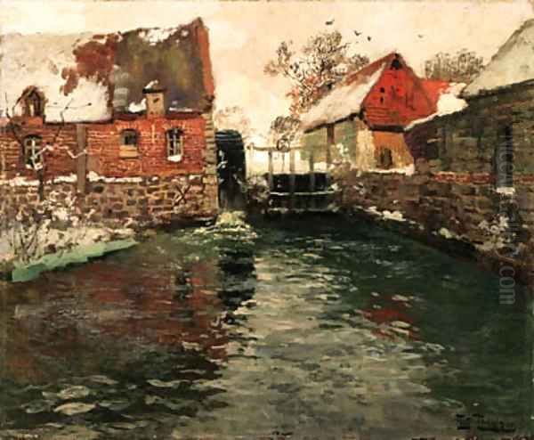 Le Moulin eau (The Windmill) Oil Painting by Fritz Thaulow