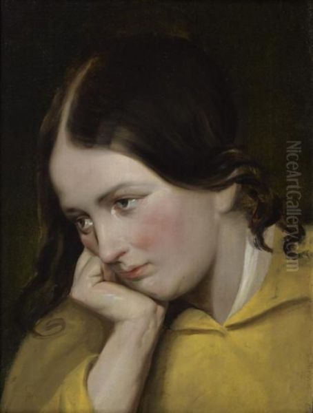 Jeune Femme Pensive Oil Painting by Friedrich Ritter von Amerling