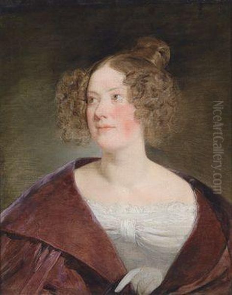 Umkreis/circle Portrait Einer Jungen Dame Oil Painting by Friedrich Ritter von Amerling