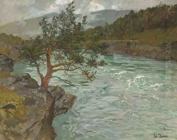 The River Otta, Norway Oil Painting by Fritz Thaulow