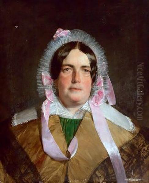 Portrait Einer Dame Mit Spitzenhaube Und Rosa Bandern Oil Painting by Friedrich Ritter von Amerling