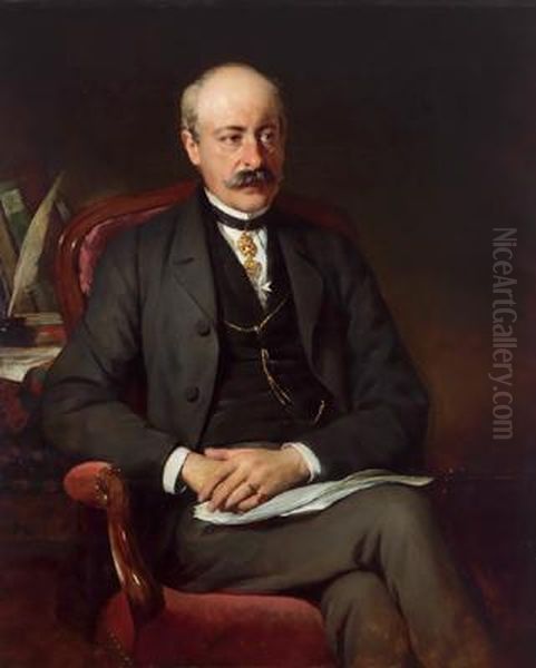 Portrait Baron Franz Caspar Carl Luger Freiherr Von Mylius Oil Painting by Friedrich Ritter von Amerling