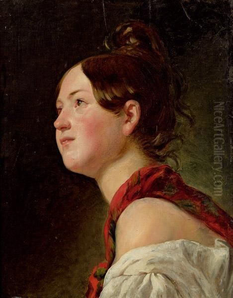 Madchen Mit Halstuch Oil Painting by Friedrich Ritter von Amerling