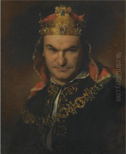 Bildnis Des Schauspielers 
Bogumil Dawison Als Richard Iii (portrait Of The Actor Bogumil Dawison 
As Richard Iii) Oil Painting by Friedrich Ritter von Amerling