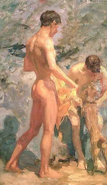 Boys Bathing, 1912 Oil Painting by Henry Scott Tuke