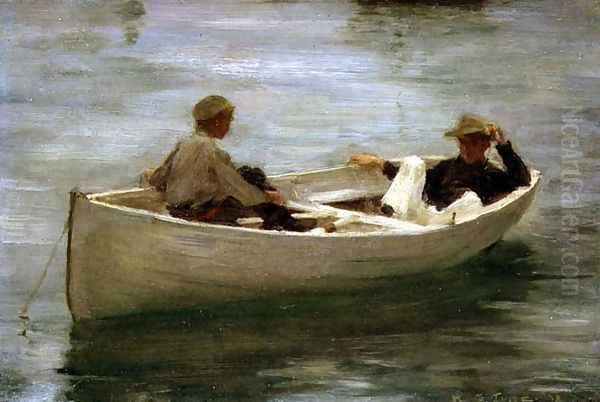 In the Rowing Boat, 1898 Oil Painting by Henry Scott Tuke