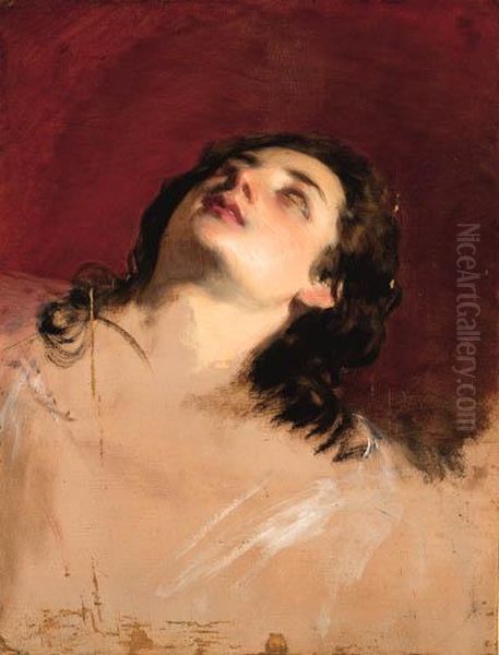 Study Of A Head Of A Woman Oil Painting by Friedrich Ritter von Amerling