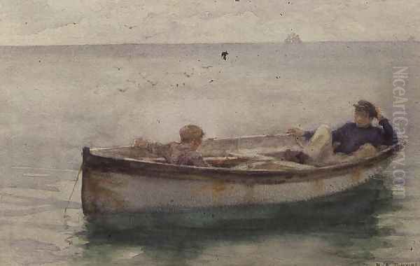 Two Boys in a Rowing Boat Oil Painting by Henry Scott Tuke