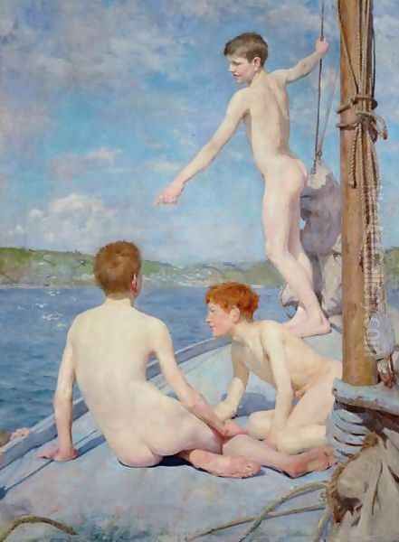 The Bathers, 1889 Oil Painting by Henry Scott Tuke