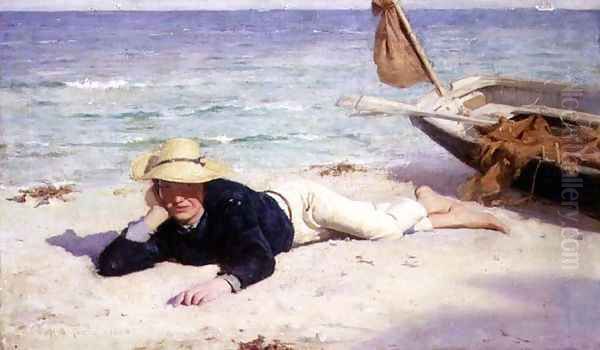 A Hot Summer Day, 1885 Oil Painting by Henry Scott Tuke