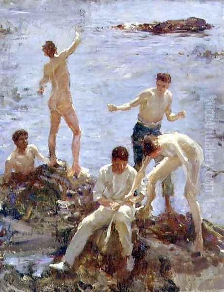 Boys Bathing, 1907 Oil Painting by Henry Scott Tuke