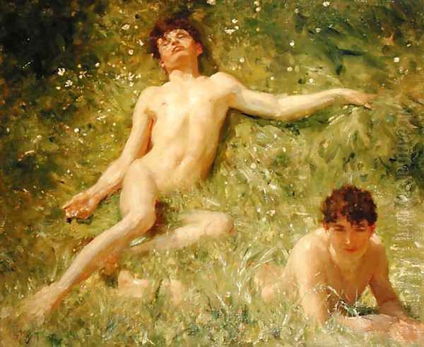 The Sunbathers Oil Painting by Henry Scott Tuke