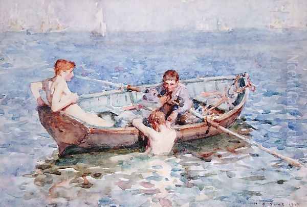 August Blue, c.1911 Oil Painting by Henry Scott Tuke