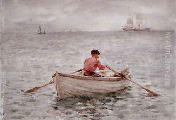 The Waterman and His Boat, 1921 Oil Painting by Henry Scott Tuke