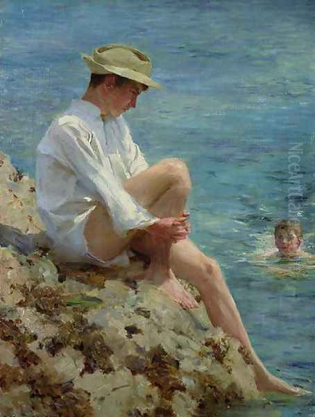 Boys Bathing, 1908 Oil Painting by Henry Scott Tuke