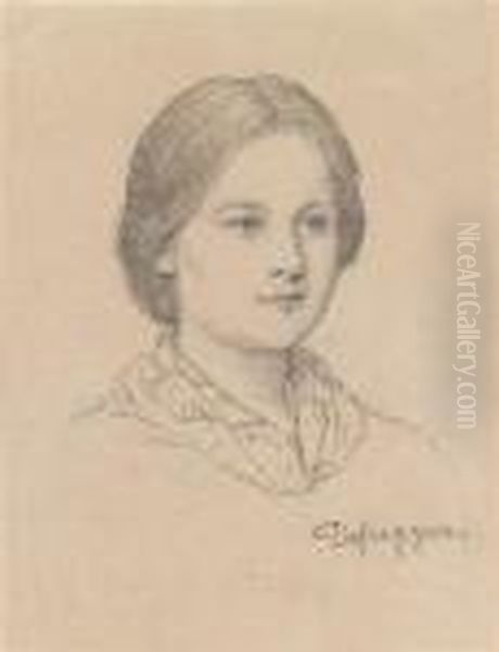 A Portrait Of A Young Peasant Girl Oil Painting by Franz Von Defregger