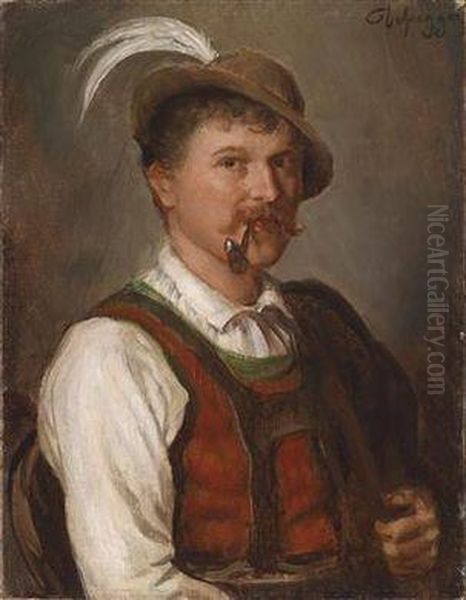 Young Boy In Sunday Attire Oil Painting by Franz Von Defregger