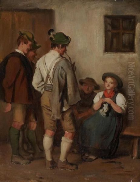 Plauderei. Oil Painting by Franz Von Defregger