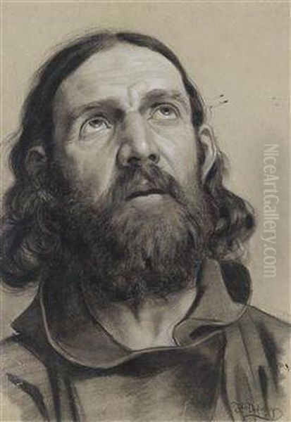 A Study Of A Man Oil Painting by Franz Von Defregger