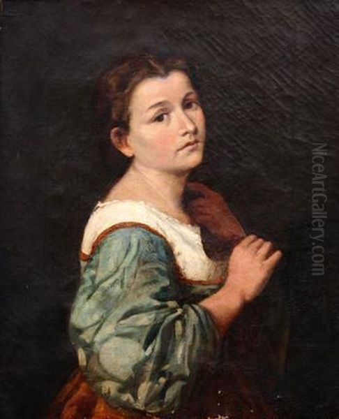 Portret Divky S Copem Oil Painting by Franz Von Defregger