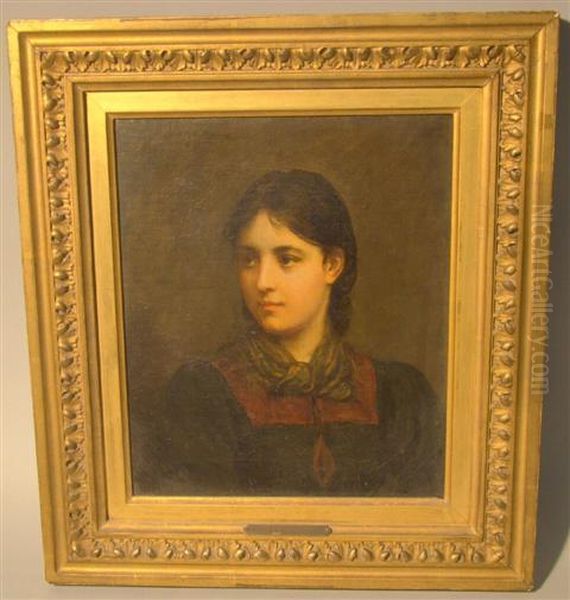 Portrait Of A Young Tyrolean Girl Oil Painting by Franz Von Defregger