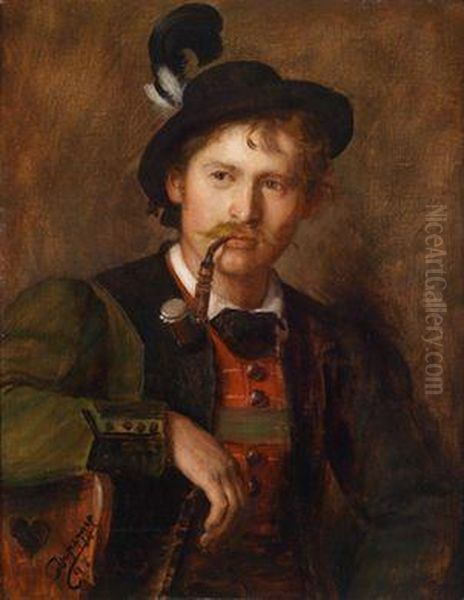 Portrait Eines Jungen Tirolers Oil Painting by Franz Von Defregger