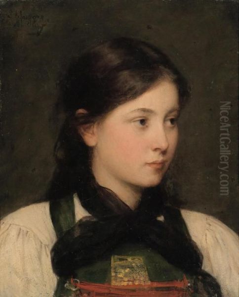 Dirndl Oil Painting by Franz Von Defregger