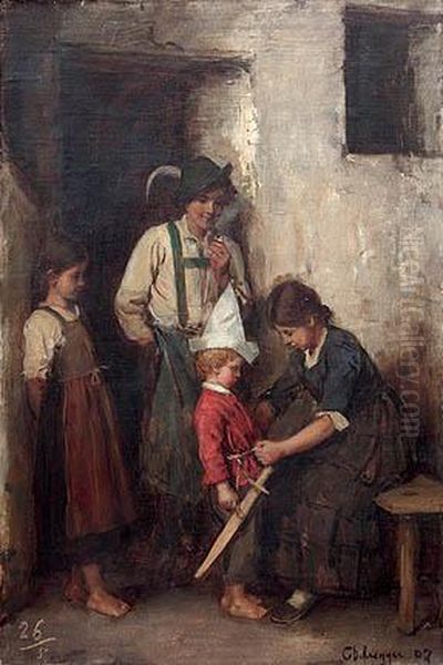 Small Soldier Oil Painting by Franz Von Defregger