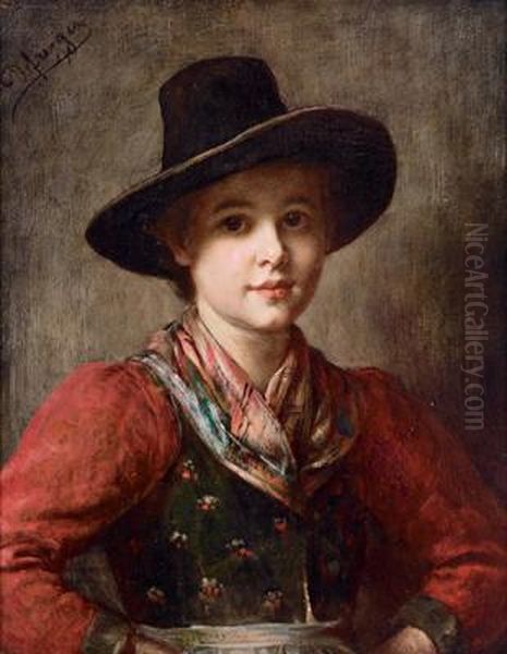 Ragazza Vestita Alla Tirolese Oil Painting by Franz Von Defregger