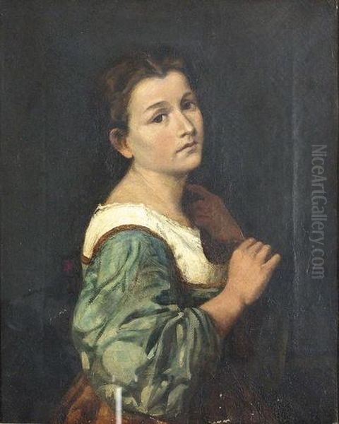 Portrat Einer Jungen Frau. Oil Painting by Franz Von Defregger