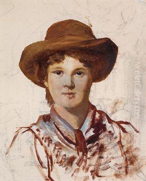 Ritratto Di Fanciulla Oil Painting by Franz Von Defregger