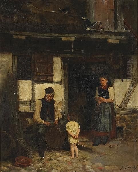 The Basketmaker Oil Painting by Franz Von Defregger