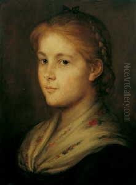 Blondes Madchen. Oil Painting by Franz Von Defregger