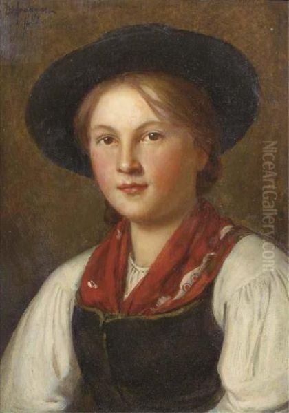 Tiroler Dirndl Oil Painting by Franz Von Defregger