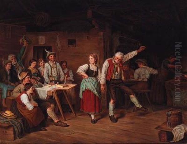 A Merry Dance Oil Painting by Franz Von Defregger