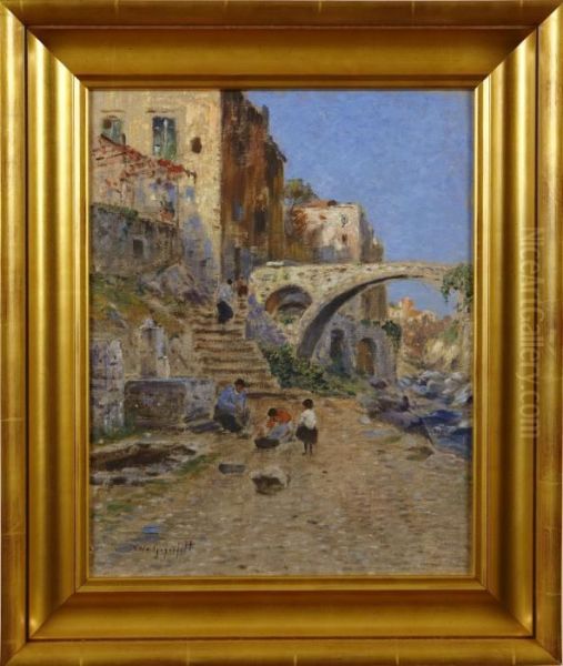 Italiensk Stadsvy Oil Painting by Wilhelm von Gegerfelt