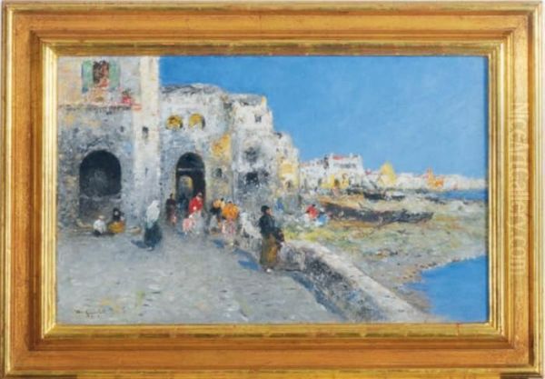 Mediterranean Town View Oil Painting by Wilhelm von Gegerfelt